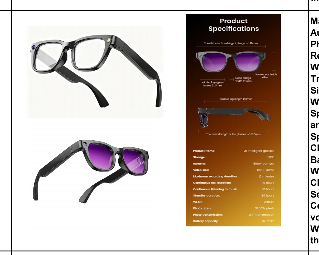 Premium E06 Al camera glasses